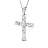9ct White Gold 1.01ct Lab Grown Diamond Cross Pendant