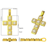 Art Deco Emerald Cut Diamond Cross Pendant Necklace | Halo Diamond Cross
