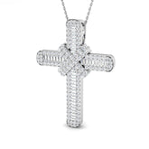 0.60ct – 13.50ct Baguette & Round Diamond X-Shaped Crossover Cross Necklace in 9k and 18k Gold