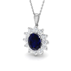 3.6 Carat D-E/VS Lab Grown Sapphire & Diamond Designer Pendant 9k White Gold Ready To Ship
