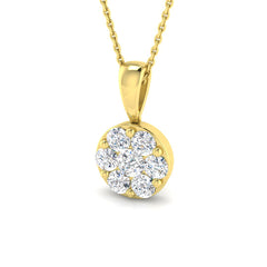 1.1 ct D-E/VS Lab Grown Round Diamond Designer Pendant 9k Yellow Gold ,Ready To Ship