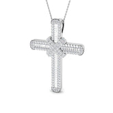 Pristine 3Ct Diamond Cross Pendant In 9K, 18K (White, Yellow, Rose Gold) With Complimentary Silver