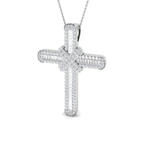 Pristine 3Ct Diamond Cross Pendant In 9K, 18K (White, Yellow, Rose Gold) With Complimentary Silver