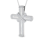 Refined 5Ct Diamond Cross Pendant In 9K, 18K (White, Yellow, Rose Gold) With Complimentary Silver