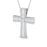 Distinction 1.75Ct Diamond Cross Pendant In 9K, 18K (White, Yellow, Rose Gold) With Complimentary Silver