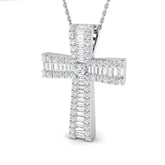 Hallmark 1Ct Diamond Cross Pendant In 9K, 18K (White, Yellow, Rose Gold) With Complimentary Silver