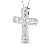 Chronicle 2Ct Diamond Cross Pendant In 9K, 18K (White, Yellow, Rose Gold) With Complimentary Silver