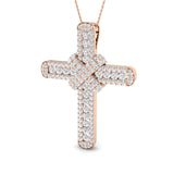 0.60ct – 9.50ct Round Diamond Pavé Set Cross Necklace in 9k and 18k Gold
