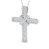0.60ct – 9.50ct Round Diamond Pavé Set Cross Necklace in 9k and 18k Gold