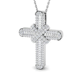 Venerable 0.75Ct Diamond Cross Pendant In 9K, 18K (White, Yellow, Rose Gold) With Complimentary Silver