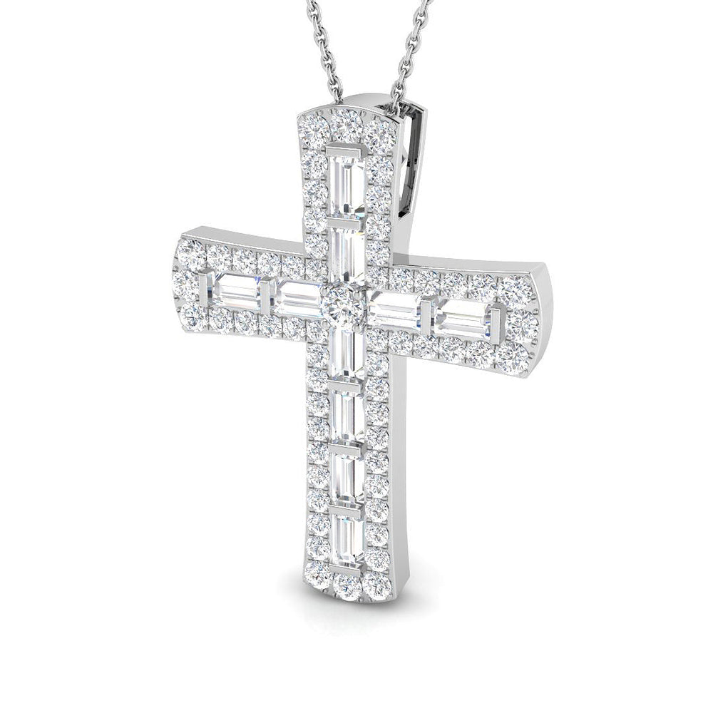 Forever 2Ct Diamond Cross Pendant In 9K, 18K (White, Yellow, Rose Gold) With Complimentary Silver