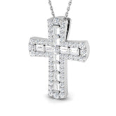0.80ct – 2.00ct Baguette & Round Diamond Cross Pendant in Gold & Platinum