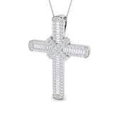 Meridian 7Ct Diamond Cross Pendant In 9K, 18K (White, Yellow, Rose Gold) With Complimentary Silver