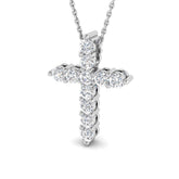 0.25ct – 5.00ct Round Diamond Prong Set Cross Pendant in 9k and 18k Gold
