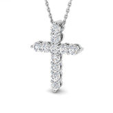 Diadem 0.5Ct Diamond Cross Pendant In 9K, 18K (White, Yellow, Rose Gold) With Complimentary Silver