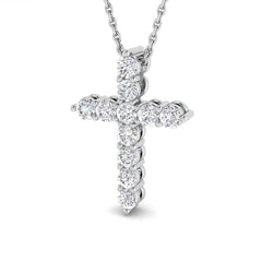 0.5 Carat D-E/VS Lab Grown Round Diamond Cross Pendant 9k White Gold Ready To Ship
