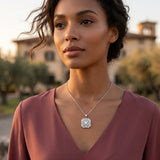 Floral Octagon Diamond Pendant Necklace in Vintage Style Without Chain