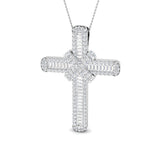 Aurum 7Ct Diamond Cross Pendant In 9K, 18K (White, Yellow, Rose Gold) With Complimentary Silver