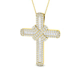 Aurum 7Ct Diamond Cross Pendant In 9K, 18K (White, Yellow, Rose Gold) With Complimentary Silver