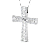 Platina 5Ct Diamond Cross Pendant In 9K, 18K (White, Yellow, Rose Gold) With Complimentary Silver