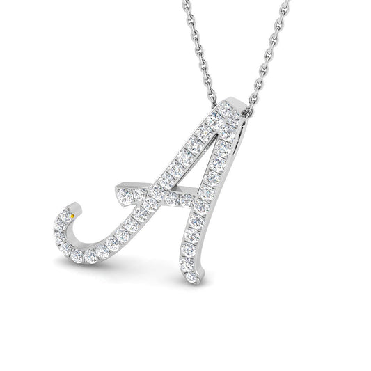 Diamond Script Initial "A" Pendant Necklace