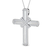 Solaris 4Ct Diamond Cross Pendant In 9K, 18K (White, Yellow, Rose Gold) With Complimentary Silver