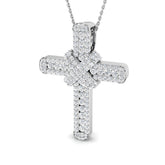 Luminos 1.75Ct Diamond Cross Pendant In 9K, 18K (White, Yellow, Rose Gold) With Complimentary Silver