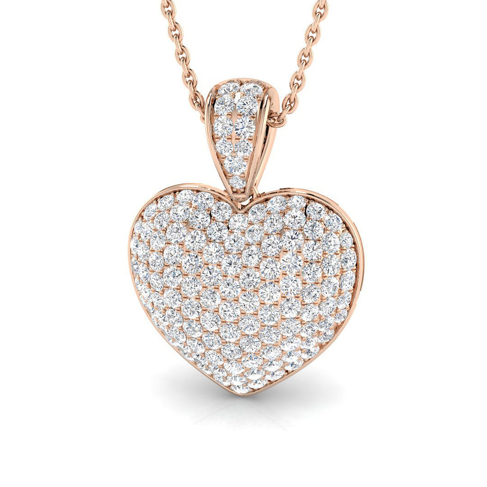Tulip Heart Diamond Pendant 1ct to 3ct Gold (Without Chain )