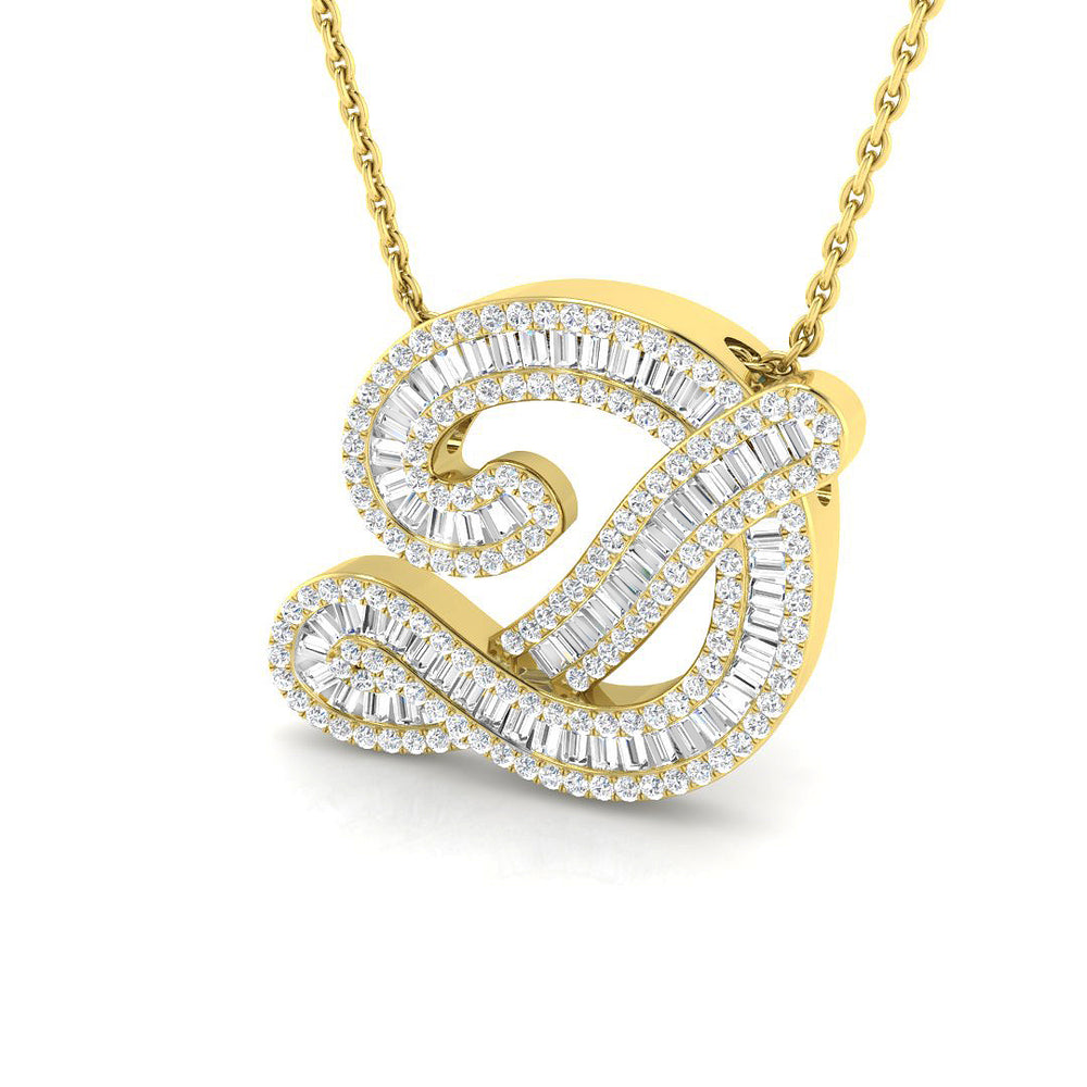 Tilda Diamond Initial Pendant 0.75ct to 1ct Gold A to Z(Without Chain )