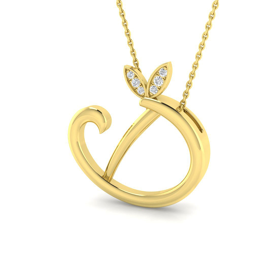 Exquisite Gold Diamond Butterfly Initial "D" Pendant