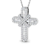 9ct White Gold 0.6ct Natural Diamond Cross Pendant