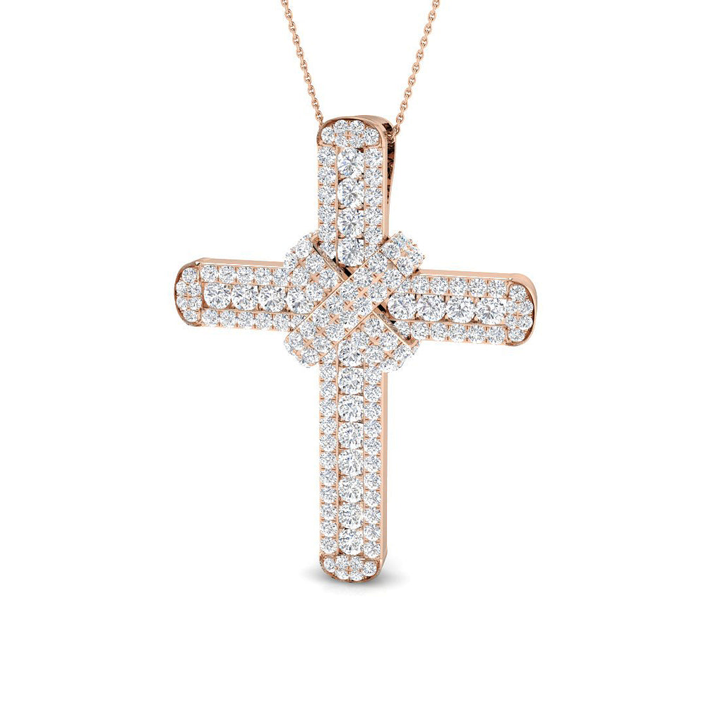 Eminence 7.5Ct Diamond Cross Pendant In 9K, 18K (White, Yellow, Rose Gold) With Complimentary Silver