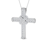Eminence 7.5Ct Diamond Cross Pendant In 9K, 18K (White, Yellow, Rose Gold) With Complimentary Silver