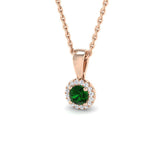 Emerald Diamond Halo Necklace UK | Gold Pendant Without Chain