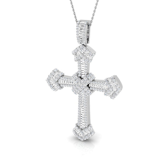 3.00 Carat Multi-Cut Diamond Iced-Out Cross Pendant in Gold or Platinum