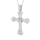 Excellia 3Ct Diamond Cross Pendant In 9K, 18K (White, Yellow, Rose Gold) With Complimentary Silver
