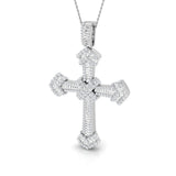 Excellia 3Ct Diamond Cross Pendant In 9K, 18K (White, Yellow, Rose Gold) With Complimentary Silver