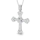 Pendentif croix serti de diamants taille multiple de 3,00 carats, en or ou en platine