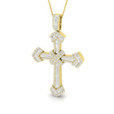 Excellia 3Ct Diamond Cross Pendant In 9K, 18K (White, Yellow, Rose Gold) With Complimentary Silver