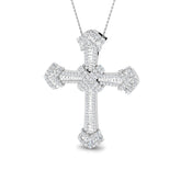 Suprema 4Ct Diamond Cross Pendant In 9K, 18K (White, Yellow, Rose Gold) With Complimentary Silver