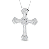 Suprema 4Ct Diamond Cross Pendant In 9K, 18K (White, Yellow, Rose Gold) With Complimentary Silver