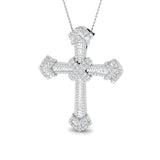 Multi-Cut Iced-Out Diamond Cross Pendant in Gold or Platinum