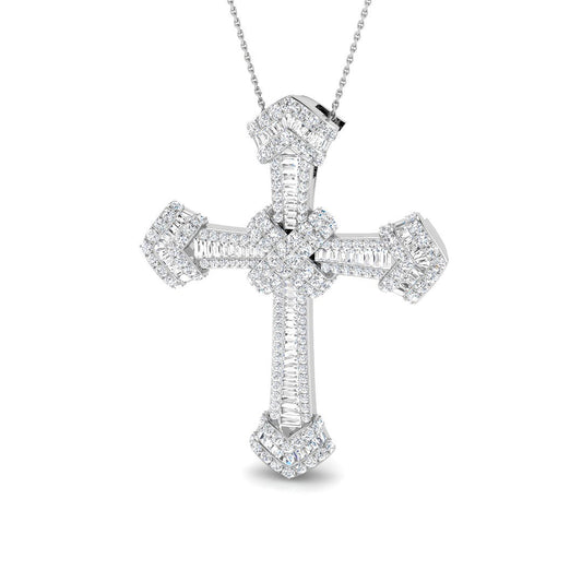 2.00ct – 9.00ct Diamond Multi-Cut Design Iced-Out Cross Pendant in Platinum