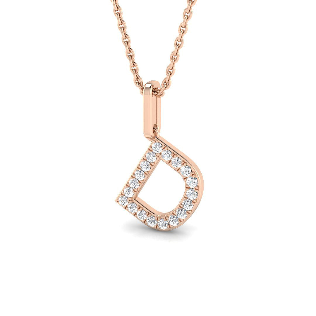 Letter "D" Diamond Initial Pendant Necklace
