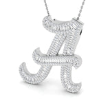 Anhänger aus Roségold mit Diamanten in Schriftzug „A“ und Baguette- sowie Rundschliff-Diamanten