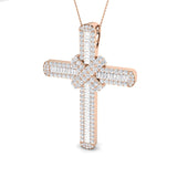 Divinia 8Ct Diamond Cross Pendant In 9K, 18K (White, Yellow, Rose Gold) With Complimentary Silver