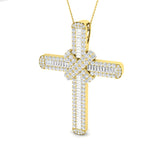 Divinia 8Ct Diamond Cross Pendant In 9K, 18K (White, Yellow, Rose Gold) With Complimentary Silver