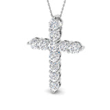 Seraphina 4Ct Diamond Cross Pendant In 9K, 18K (White, Yellow, Rose Gold) With Complimentary Silver