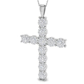 Pendentif croix en or ou platine, serti pavé et griffes de diamants ronds de 3,00 ct