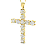 3.00ct Round Diamond Pavé & Prong Set Cross Pendant in Gold or Platinum